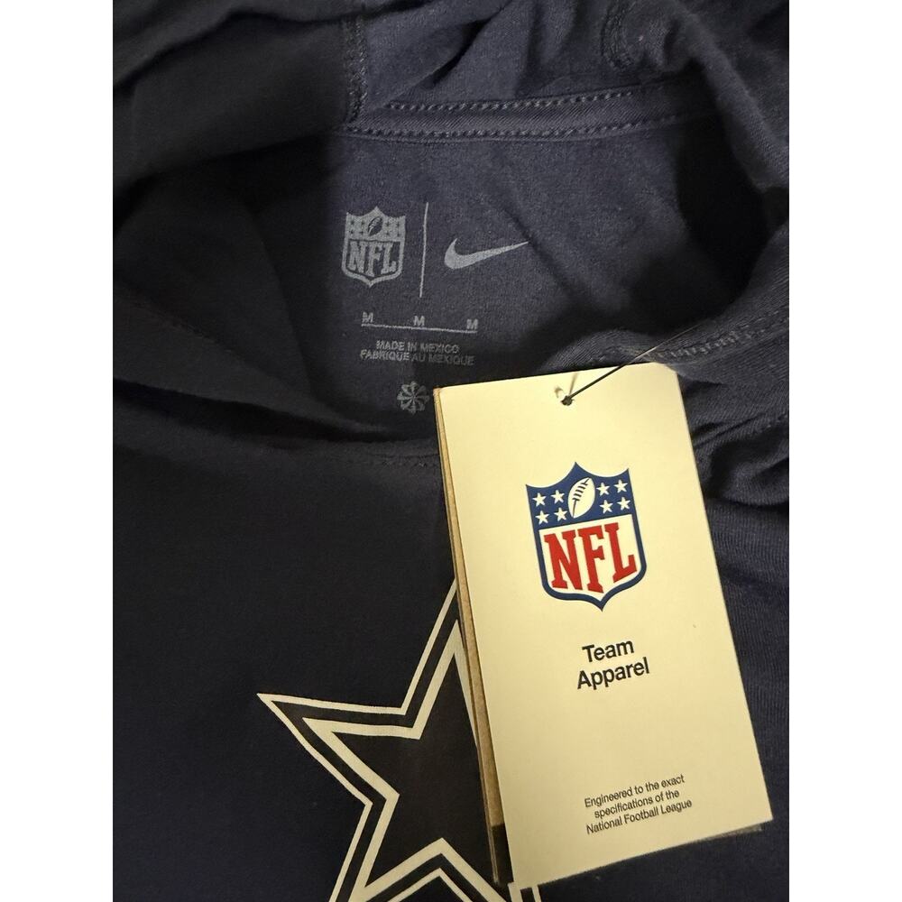 NWT Men's Nike Navy Dallas Cowboys Lockup Tri-Blend Hoodie T-Shirt Medium Tee M - Picture 4 of 9
